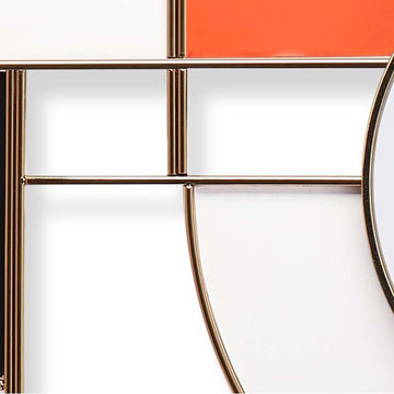 Modern Novelty Geometric Metal & Faux Leather Abstract Mute Metal Wall Clock